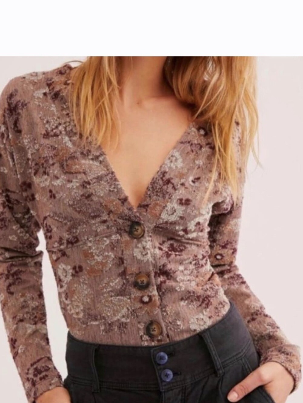 Free People Top Sz Small Button Front Euc Boho